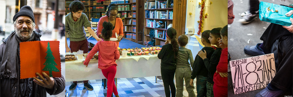 Greeting cards and chocolates for the homeless, christmas afternoon with children - Photo credit: Sans A